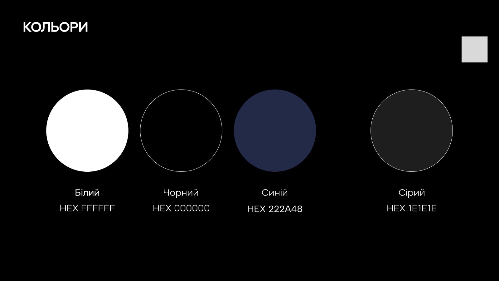FLAT PRIME colour palette: white, black, blue and grey
